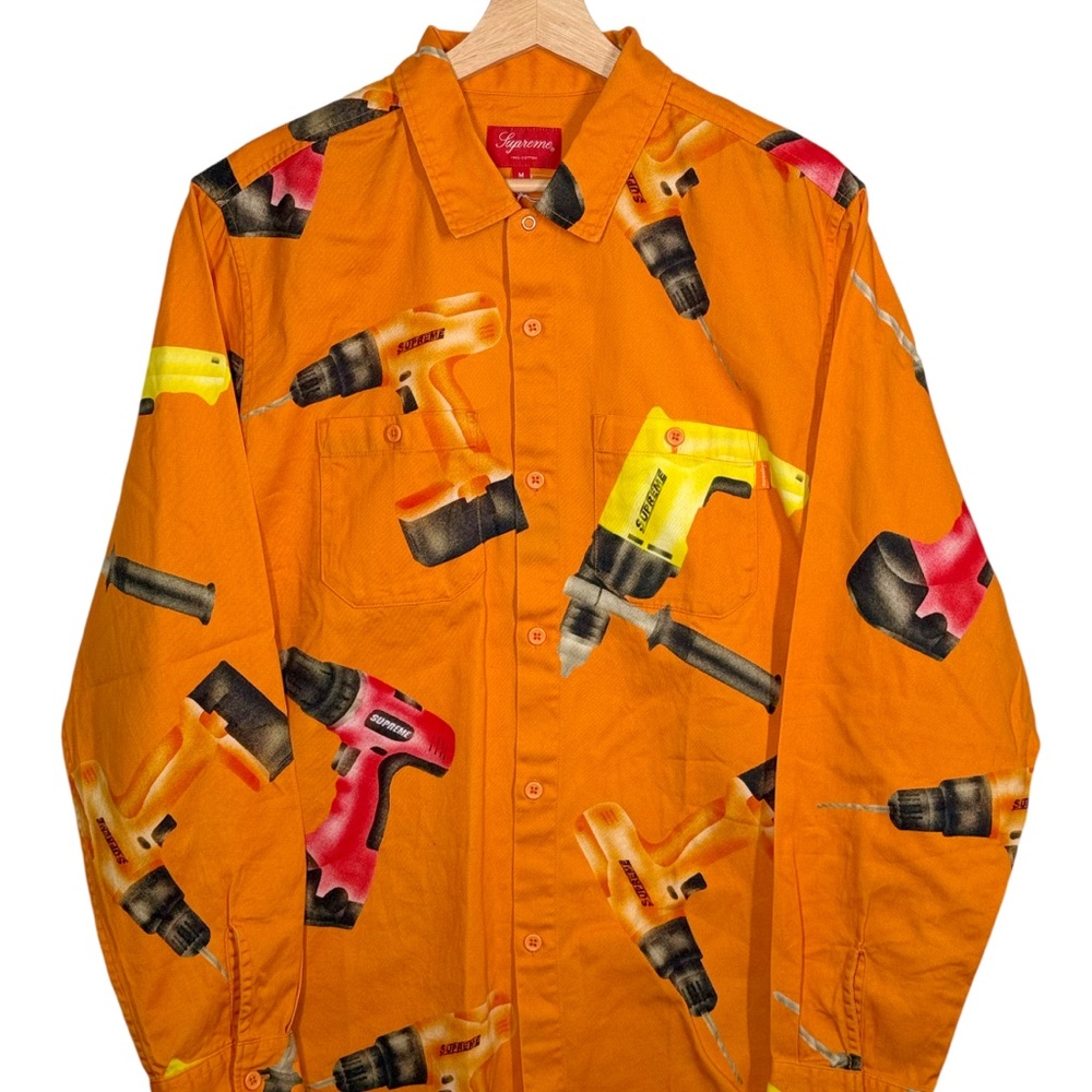 Supreme 2019SS Power Drill All-Over Print Long-Sleeve Shirt